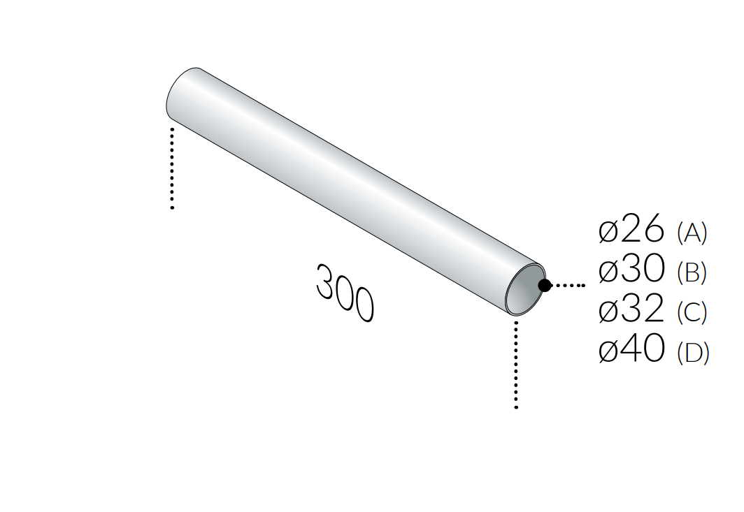 Tubo diritto in ottone cromato diametro 30 mm lunghezza 300 mm OMP TEA per sifoni