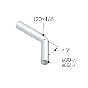 Curva 45° liscia ottone cromato d.30 l.250mm tubo scarico lavabo 81.254.5