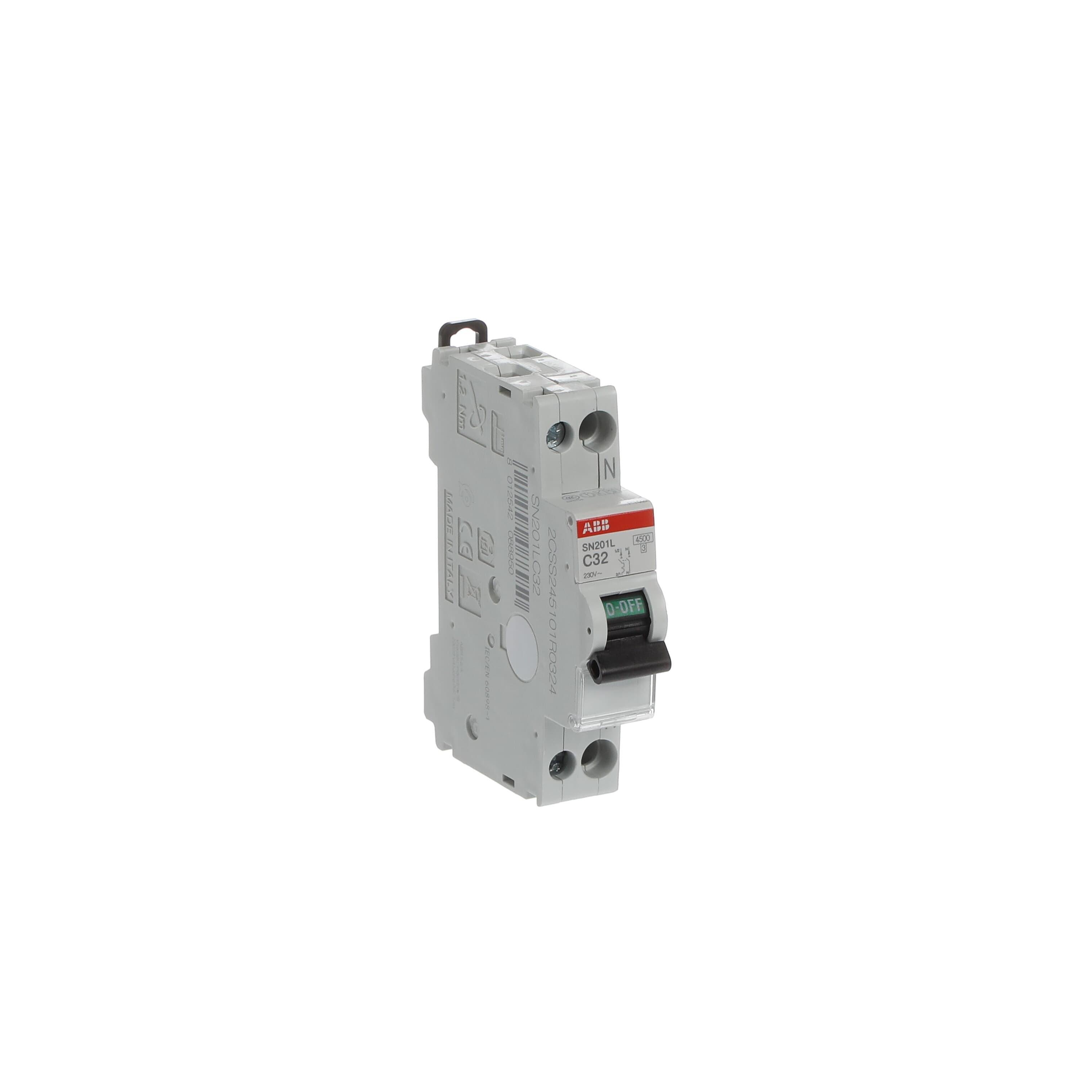 Interruttore magnetotermico automatico SN201 L C32 1P+N 4,5KA Abb SN201LC32