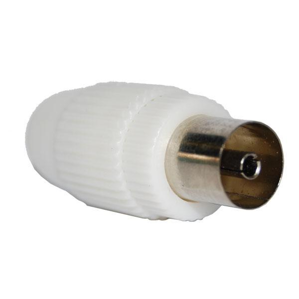 presa coassiale dritta per cavo 7 mm bianca con connettore maschio in metallo