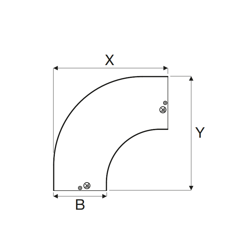 curva piana 90 gradi dimensioni ingombro per passerella cavi sati italia