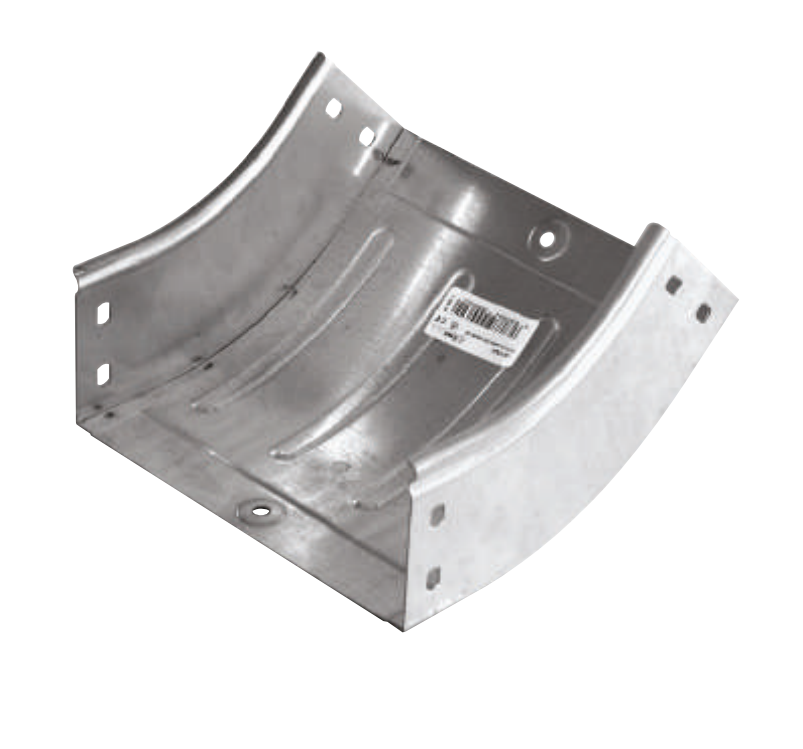 curva in salita a 45 gradi per passerelle portacavi acciaio zincato sati italia 200x80 mm