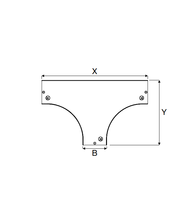 Disegno tecnico derivazione piana a T per copertura accessorio canalina portacavi