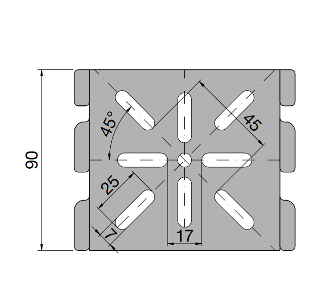 disegno tecnico supporto scatola derivazione dimensioni 90x110 mm sati italia