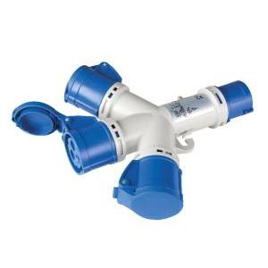 Moltiplicatore industriale 3 uscite spina 2p+t 16a 220v ip44  ec690703