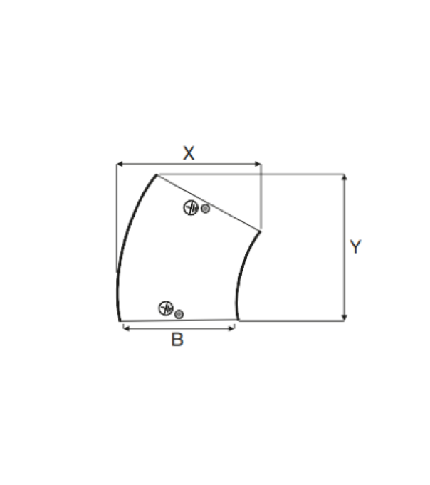 schema installazione curva piana 45 gradi canale acciaio zincato sati italia