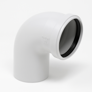 Curva m/f 87° ø60 per canali fumo a condensazione in pp bianco con guarnizione epdm premontata flue pabcn 90 d60