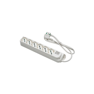 Multipresa omega 6 prese bipasso italo/schuko 2p+t 16a cavo 1,5 m spina a squadra con interruttore bianco ip20  40430