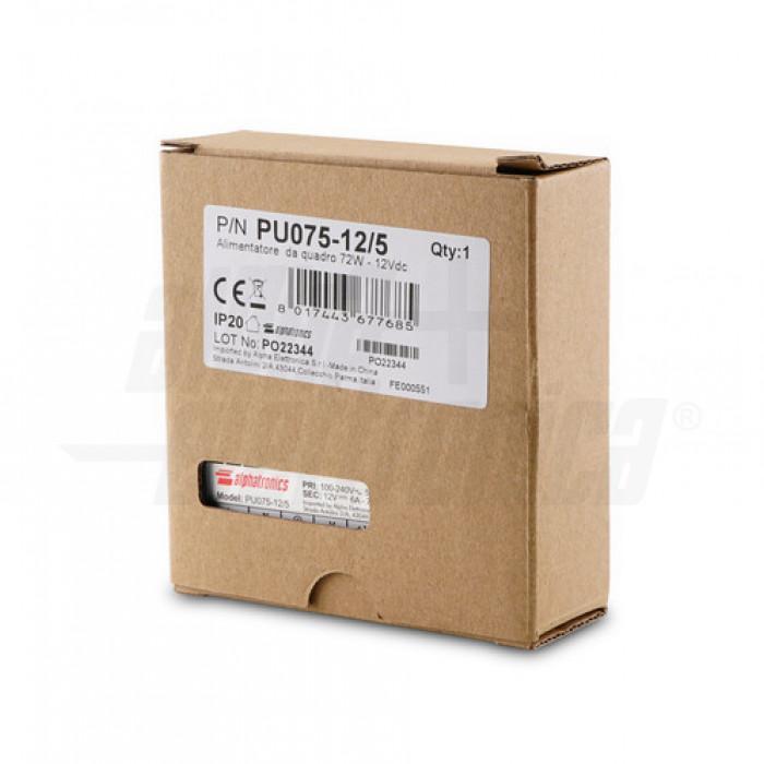 Vista frontale alimentatore da quadro Alpha Elettronica PU075-12 72W 12V