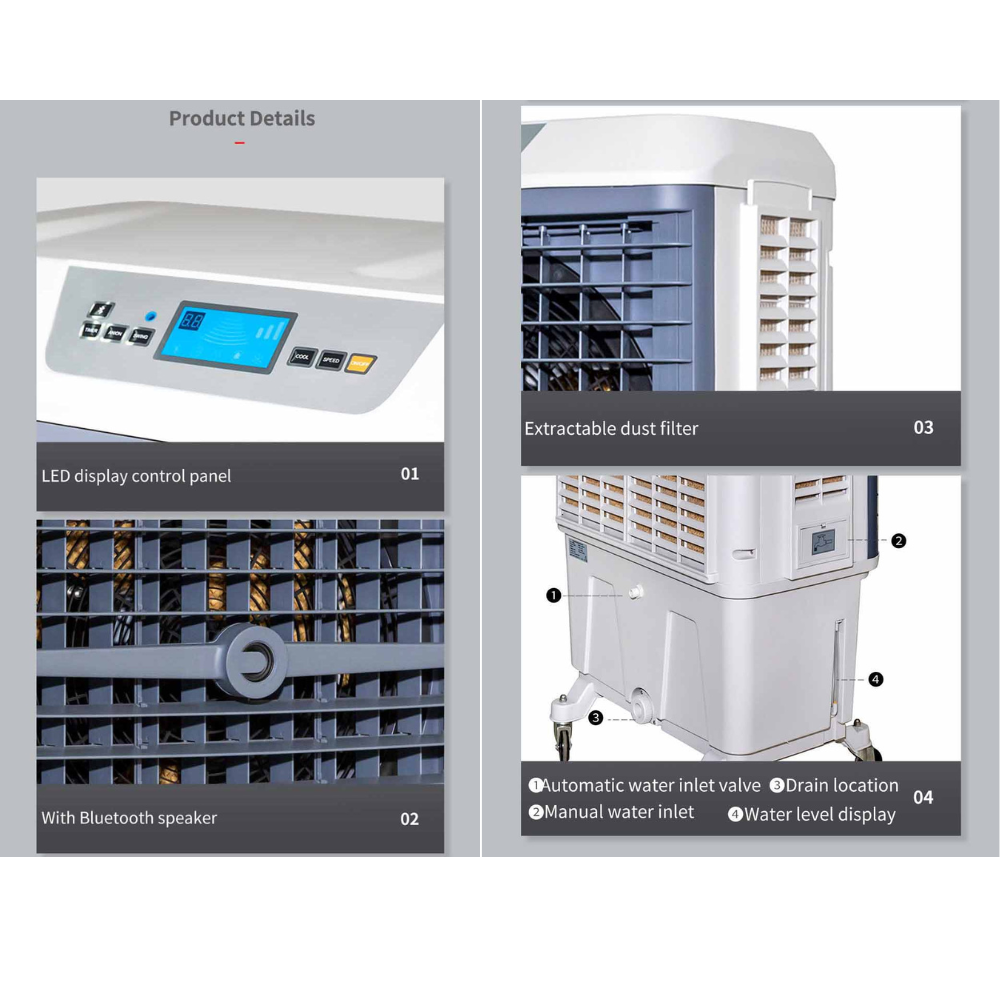 Raffrescatore evaporativo industriale con Bluetooth 380watt JHCool JH802