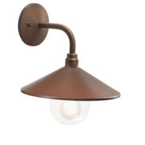 Applique e27 da esterno in alluminio corten diffusore vetro trasparente ip43  spectre 158/36