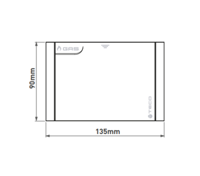 Placca coprivalvola gas 135x90 mm dimensioni e dettagli silver TECO