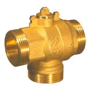 Valvola a sfera 3 vie full bored con by-pass in ottone nichelato 1 pollice e mezzo kv 50  643 z