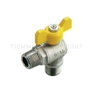 Valvole a squadra per gas maschio/maschio iso7/en 10226 con leva a farfalla gialla 1/2  2220001