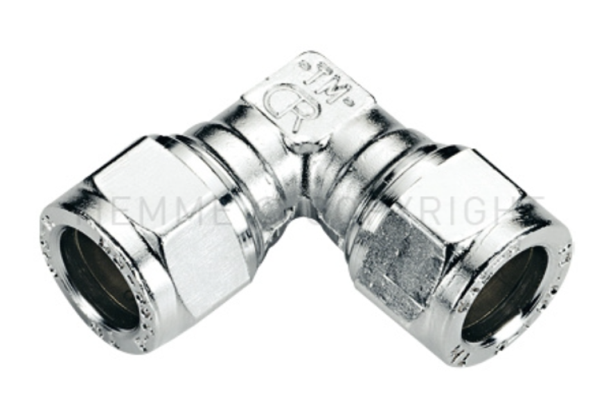 Raccordo a compressione curvo doppio 12x12 cromato Tiemme 1130007