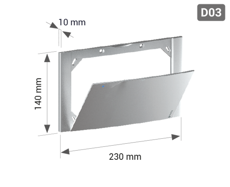 Placca di copertura cromata TECO 230x140mm con sportello magnetico e viti di fissaggio