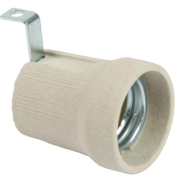 Portalampada E27 in ceramica con staffa esterna colore bianco Fanton 62836