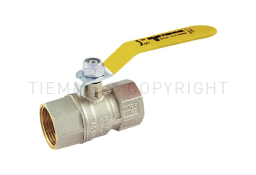 Valvole TORNADO per GAS femmina/femmina ISO7/EN 10226 con leva piatta plastificata gialla Tiemme 2390002