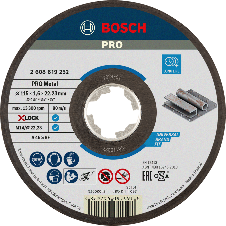 Mola da taglio PRO Metal, 115 x 1,6 x 22,23 mm, X-Lock Bosch 2608619252