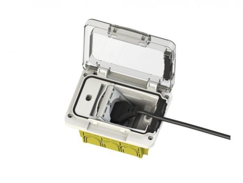 Custodia e presa da esterno Wide IP55 SCHUKO BIVALENTE RAL7035 4 BOX 4B.W.RAL.015
