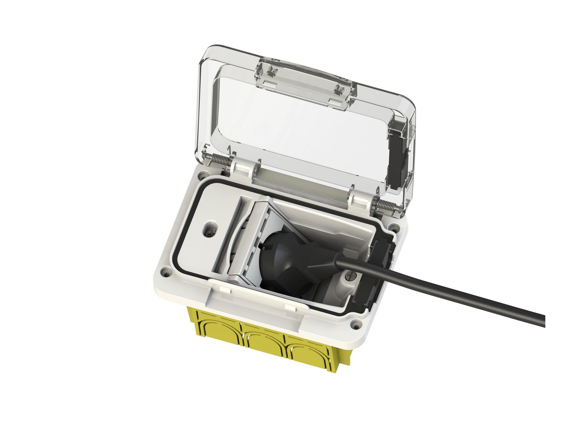 Custodia e presa da esterno Wide IP55 SCHUKO BIVALENTE RAL7035 4 BOX 4B.W.RAL.015