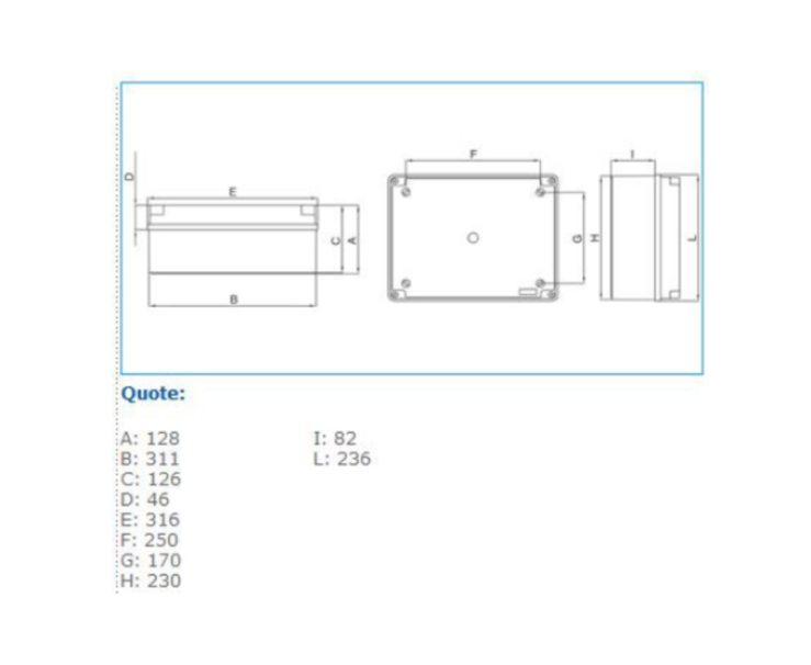 Cassetta di derivazione IP56 grigia 300x220x120 viti metalliche IP56 06 VM Bocchiotti B04846