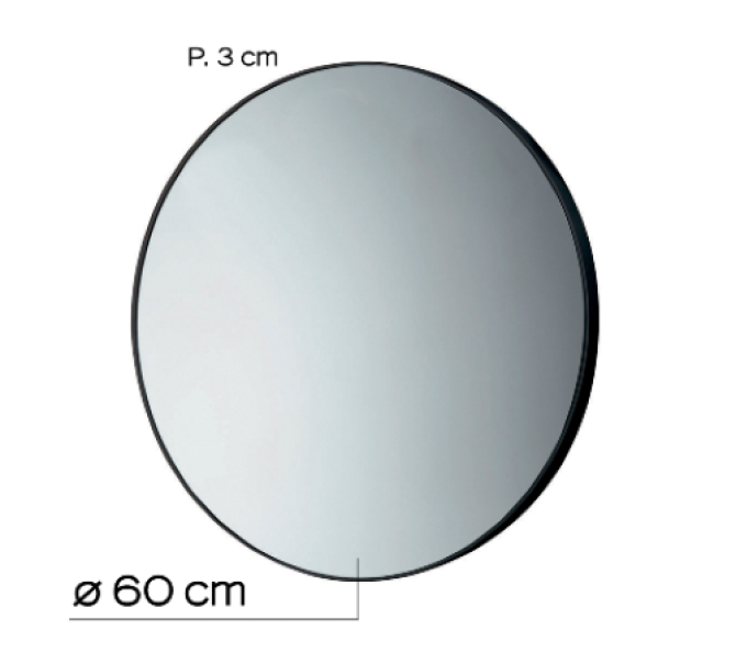 Specchio rotondo 60 cm Gedy cornice bianca resine termoplastiche