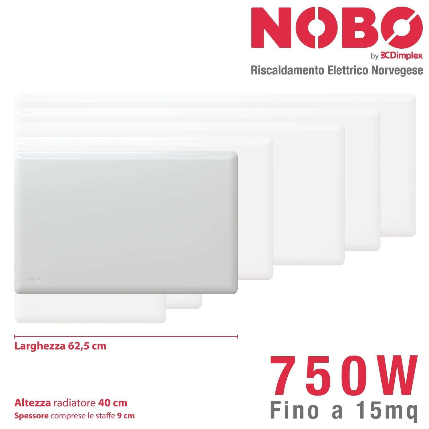 Radiatore elettrico norvegese NOBO 750W per ambienti fino a 15 mq con termostato NCU-2Te Nobo E82440007