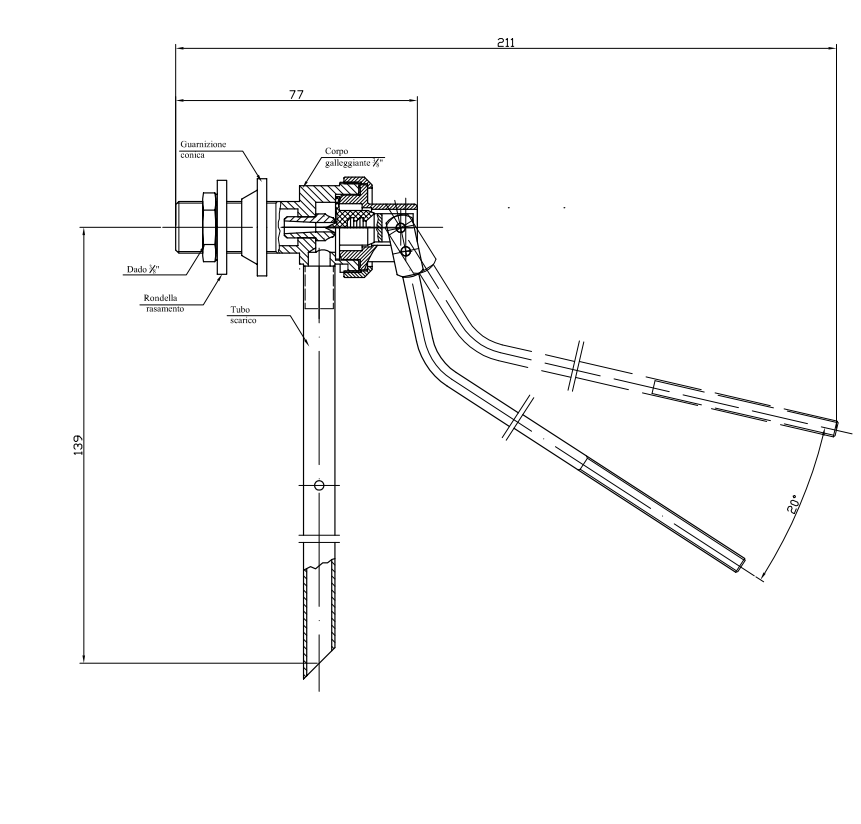 Schema montaggio galleggiante ottone 3 8 Catis per impianti scarico