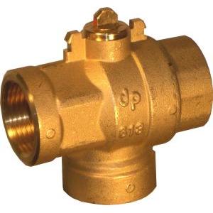 Valvola a sfera 3 vie a 2 fori per impianti idraulici in ottone nichelato 3/4 pollice kv 11  603 f