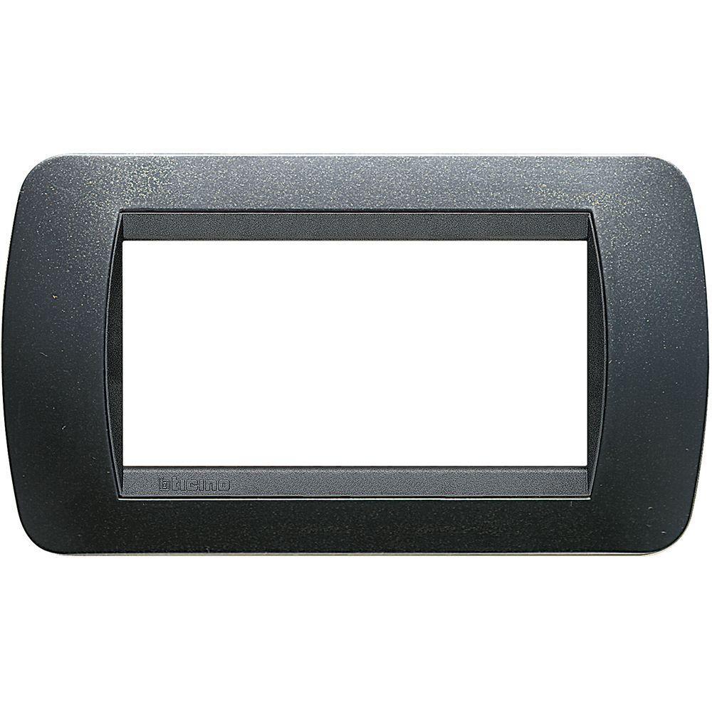 Placca Livinglight 4 moduli 80x140mm colore acciaio scuro Bticino L4804PA