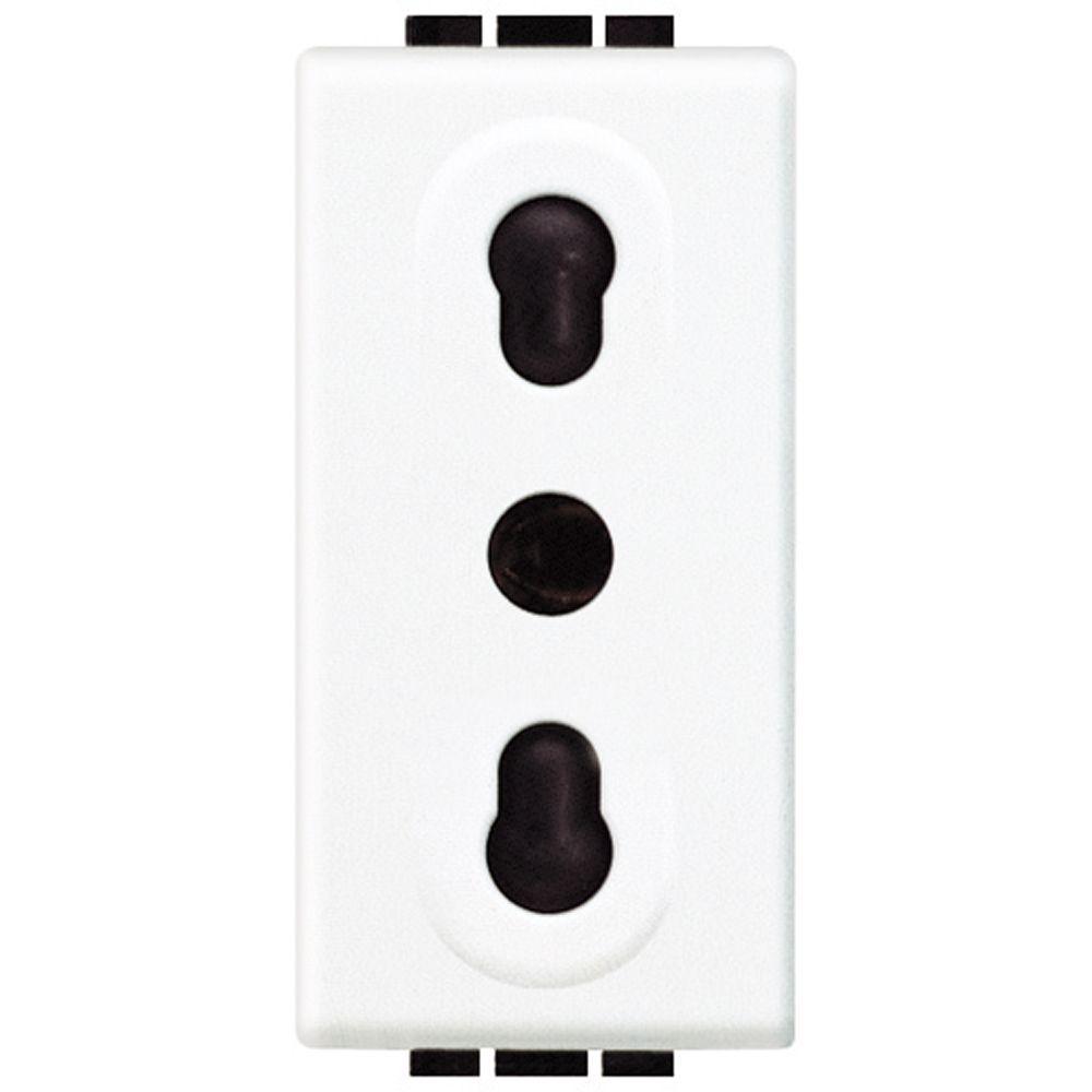 Presa 2P+T 10/16A 250 Vac bipasso interasse 19mm e 26mm  alveoli schermati Bianco Bticino N4180