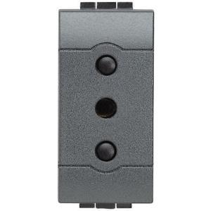 Presa 2p+t 10a 250 vac interasse 19mm alveoli schermati antracite