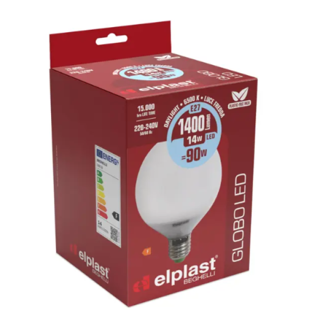 Lampadina LED E14 5W 4000K 470lm Beghelli ElplastLED Sfera 56813