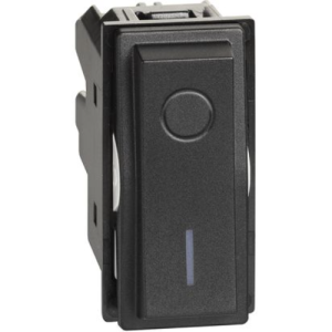Interruttore living now 2p 16 ax 250 vac  illuminabile 1 modulo nero  kg4002