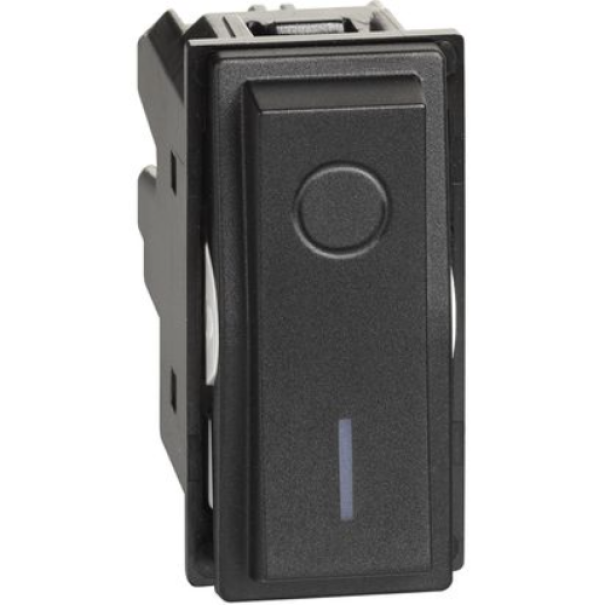 Interruttore Living Now 2P 16 AX 250 Vac  illuminabile 1 modulo Nero Bticino KG4002