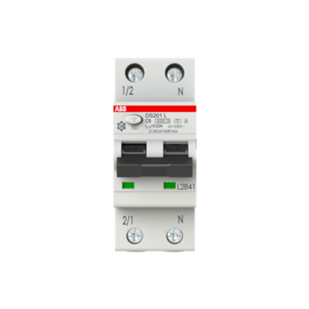 Interruttore differenziale D201 4 5KA 1P+N A C6 30MA ABB DS201LC6A30