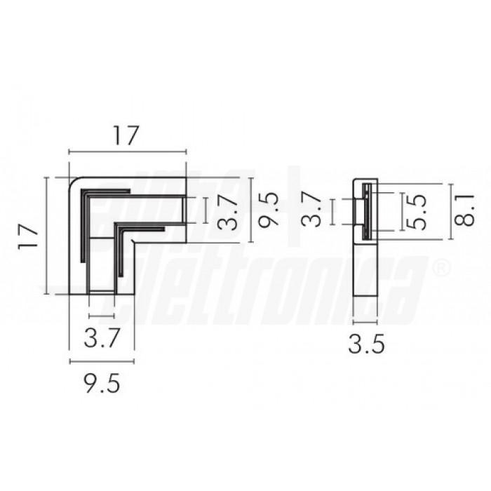connettore angolo pcb 8mm strisce led cob smd alpha elettronica