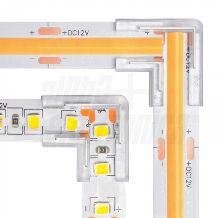 connettore angolo pcb 8mm strisce led cob smd alpha elettronica
