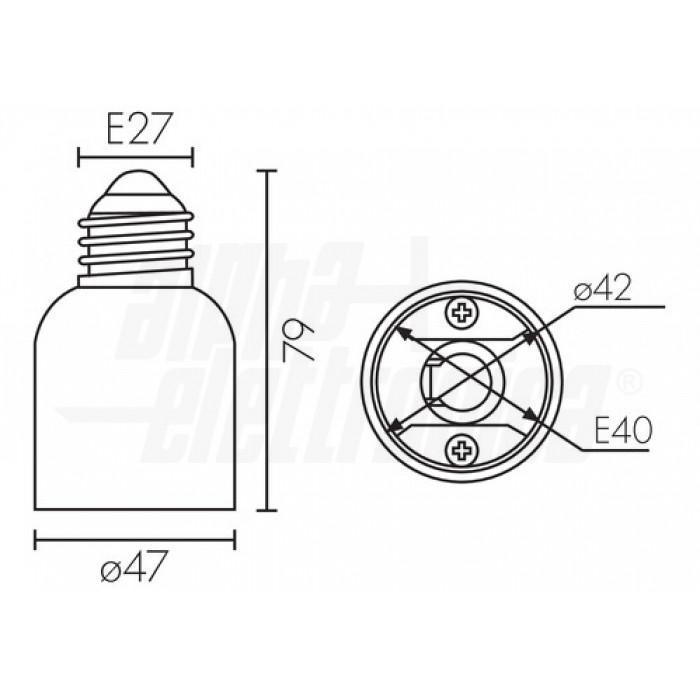 adattatore portalampada e27 e40 plastico jolight alpha elettronica
