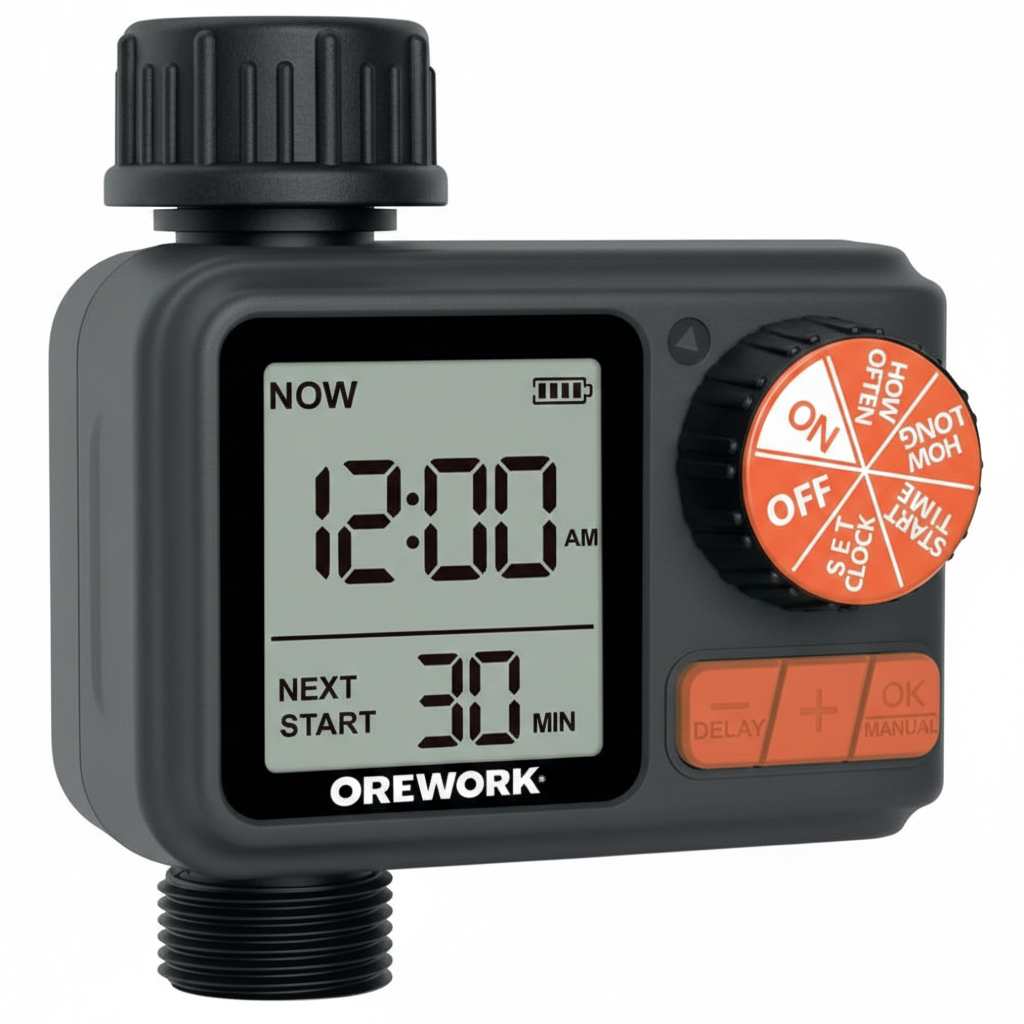 Programmatore irrigazione digitale Orework display selettore circolare 1 stazione