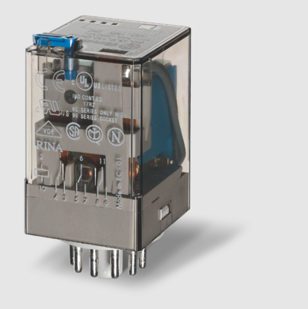 Relu00e8 Industriale 3 Contatti Scambio 10A u2013 230V AC, con Pulsante di Prova e Indicatore Meccanico Finder 601382300040 