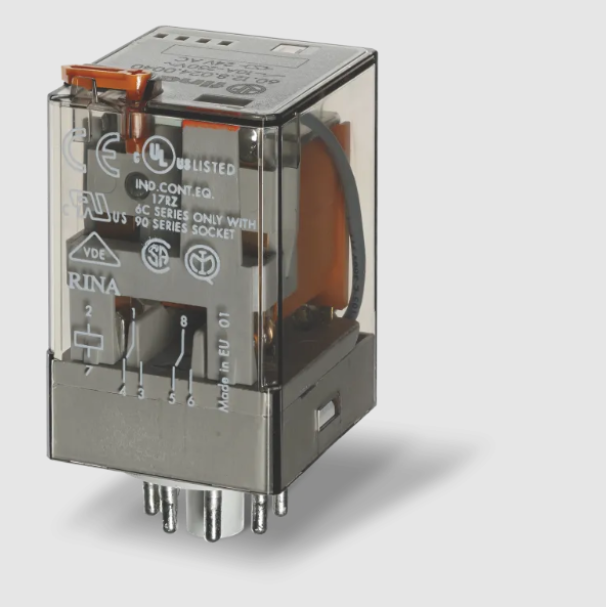Relu00e8 Industriale 2 Contatti Scambio, 10 A, Bobina AC 24 V Octal Finder 601280240040