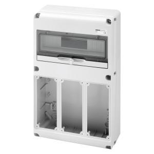 Quadro vuoto q-din 14 moduli 3 flange 3 prese interbloccate verticali 16/32a ip65  gw68010n
