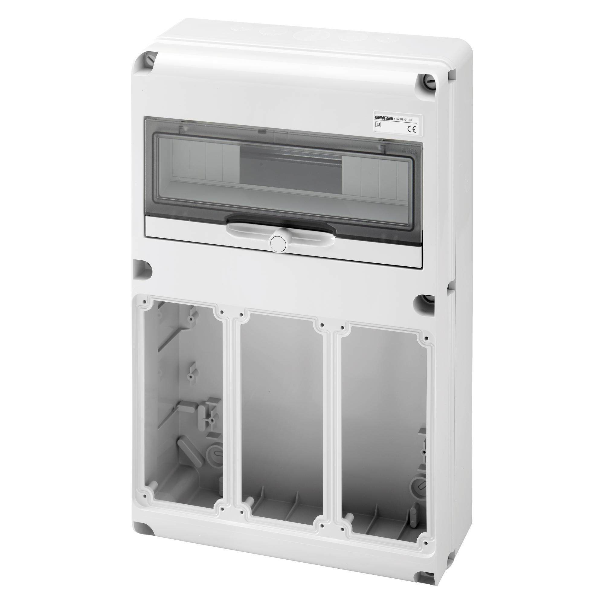 Quadro vuoto Q-DIN 14 moduli 3 flange 3 prese Interbloccate verticali 16/32A IP65 Gewiss GW68010N