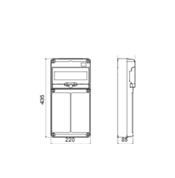 Quadro Q-DIN 10 moduli 2 flange IB Verticali 16/32 A IP65 Gewiss GW68025N