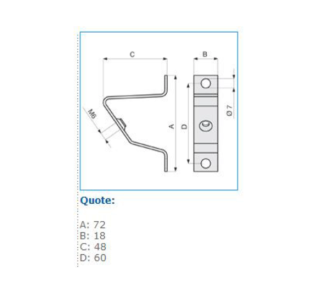 Staffa per guide profilate in acciaio zincocromato Bocchiotti B02190