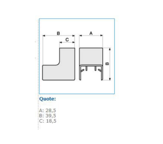 Angolo interno per minicanali TMC / TMU bianco AIM 25x17 W Bocchiotti B03053
