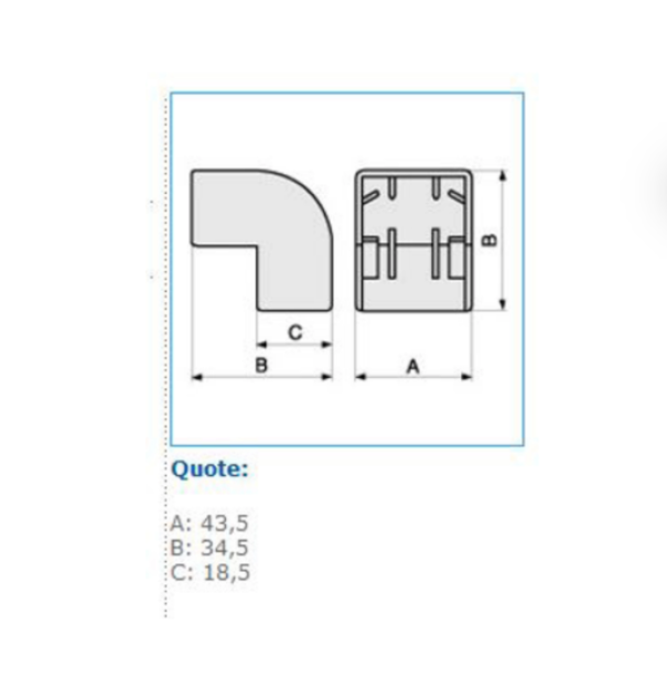 Angolo esterno per minicanali TMC / TMU bianco AEM 40x17 W Bocchiotti B03166