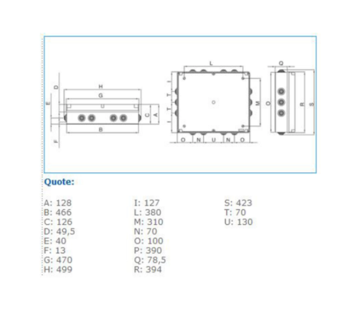 Cassetta di derivazione IP55 grigia 460x380x120 viti metalliche IP55 08 VM Bocchiotti B04838 